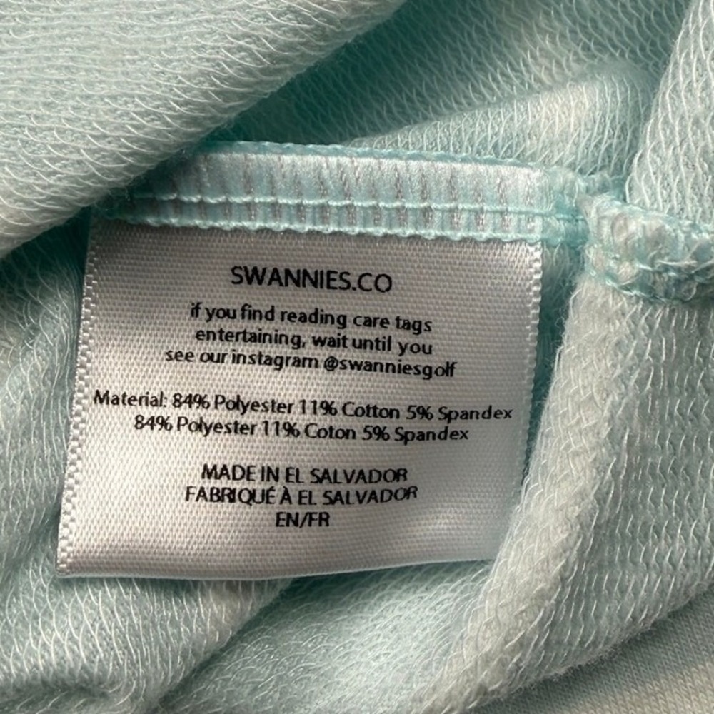 Swannies Mens Large Light Blue White Striped Quarter Zip Golf Hoodie Pullover - Picture 9 of 9